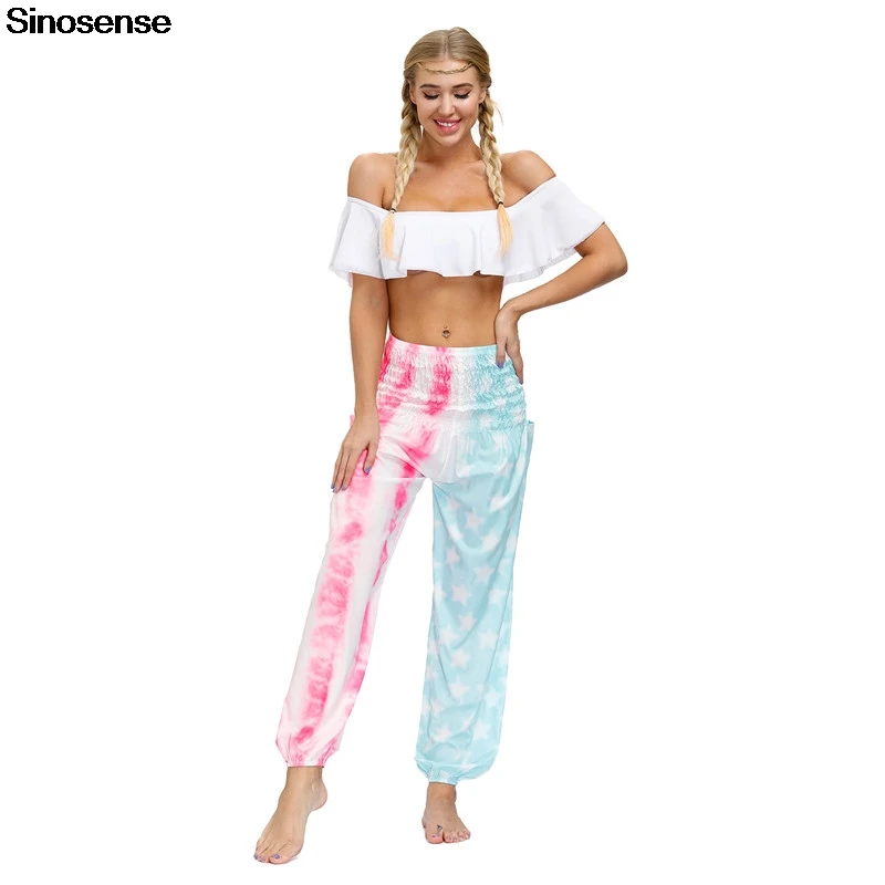 

Women High Waist Harem Hippie Boho Palazzo Casual Pants 2020 Tie Dye Summer Beach Lounge Pants Female Sports Pants Joggers