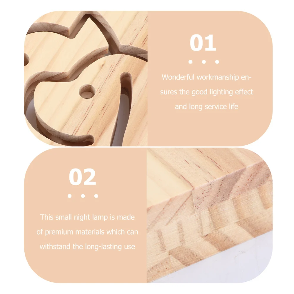 

1Pc Decorative Lamp USB Night Lamp Wooden Light Adornment Children Festival Gift