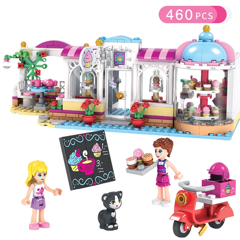 Friends Series Heart Lake City Girls Club Street Model Building Blocks Pink Cake Cafe Blue Camper Friend Toys Block Size Warning | Игрушки и