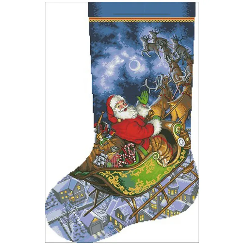 

Рождественские чулки с Санта-Клаусом, вышивка крестиком 11CT 14CT 18CT, Набор для вышивки крестиком в китайском стиле, наборы для вышивки