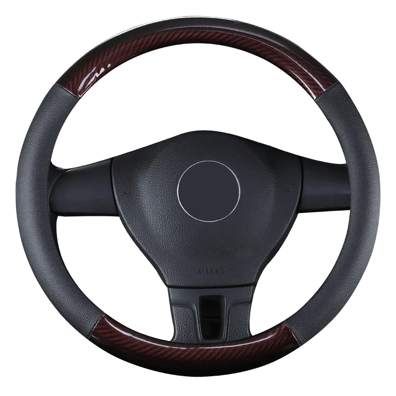 

KKYSYELVA 38cm Auto Steering-Wheel Black Universal Car Steering Wheel Cover Leather Steering Covers Car Interior Accessories