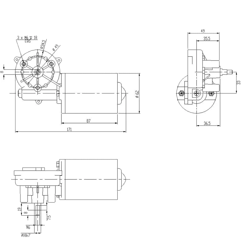 Высокий крутящий момент 12 В 24 постоянного тока реверсивного мотор-редуктора 45/50