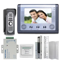 7 inch record wired video door phone intercom system with 420tvl wired doorbell camerasupport remote unlock