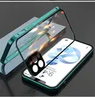 Двусторонний Магнитный чехол для IPhone 11, 12 Pro, Xs Max, XR, 12 Mini, с защитой объектива камеры