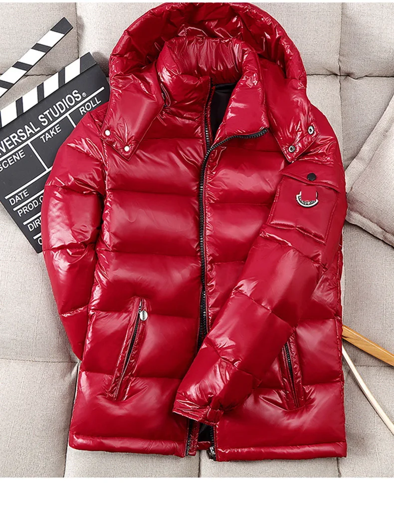 

Winter Thickening Men New Fashion White Duck Down Jacket Korean Version Trend Jacket Bright Face Hooded Down Couple Jacket 2022
