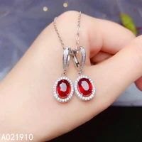kjjeaxcmy boutique jewelry 925 sterling silver inlaid natural ruby gemstone luxury fashion womens earrings support detection