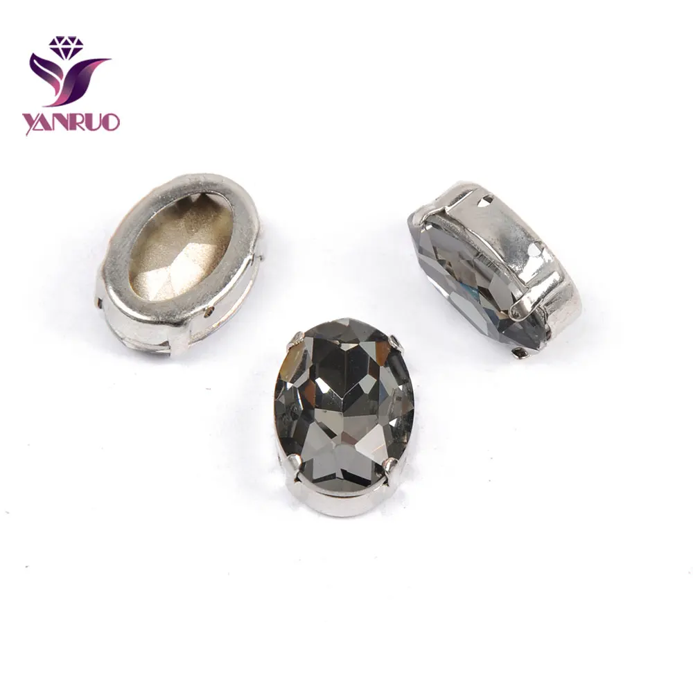 YANRUO 4120 овальной формы с острым задней пришить стразы Стекло ремесленных камни стразы хрустальные камни для ювелирных изделий DIY ремесла - Цвет: Black Diamond