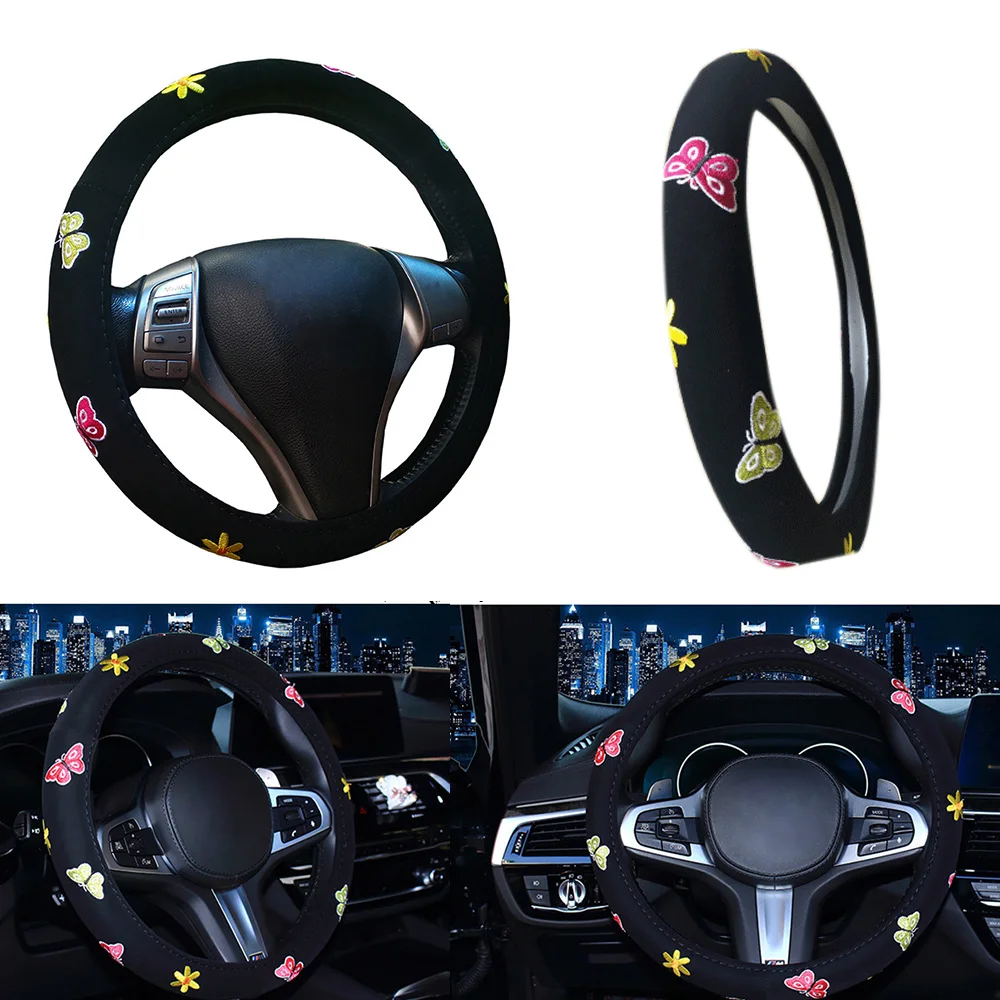 Для женщин вышитые универсальный чехол рулевого колеса автомобиля 4 Стиль Божья