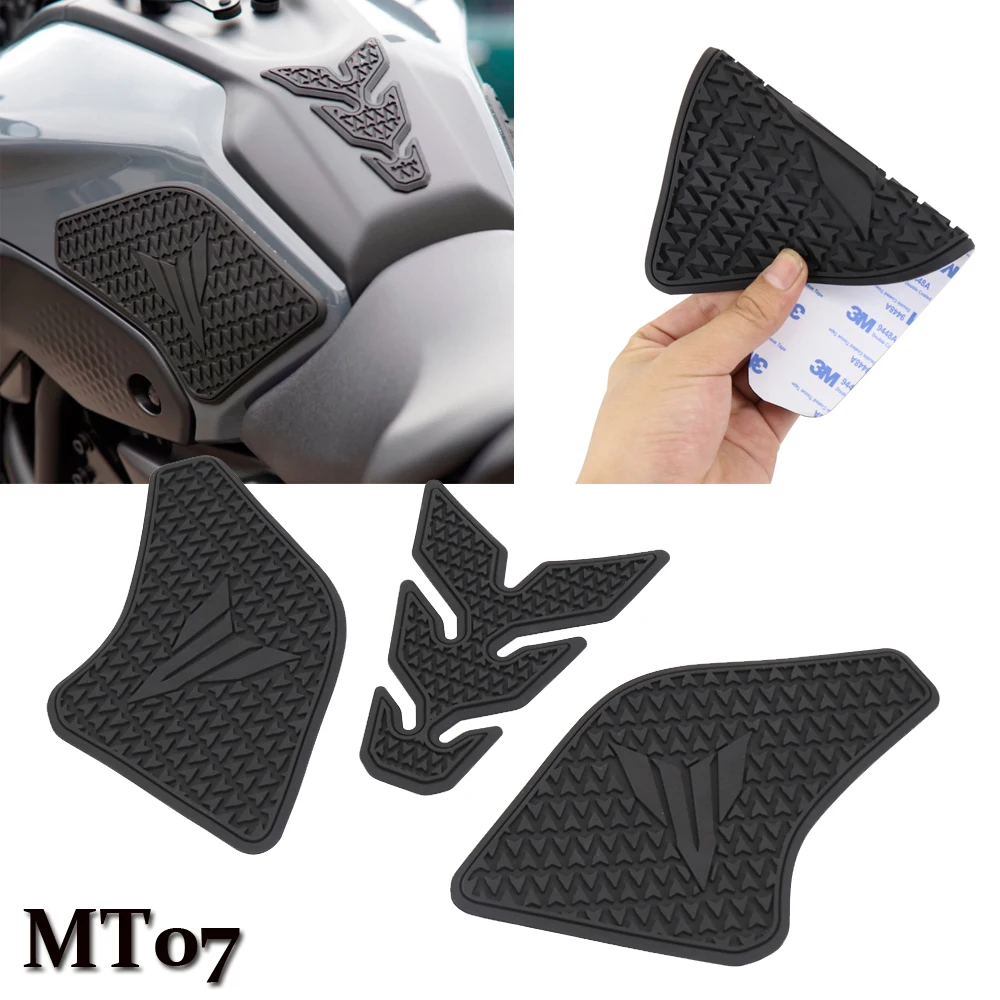 For Yamaha MT 07 MT07 MT-07 2021- Motorcycle Non-slip Side Fuel Tank Stickers Waterproof Pad Rubber Sticker