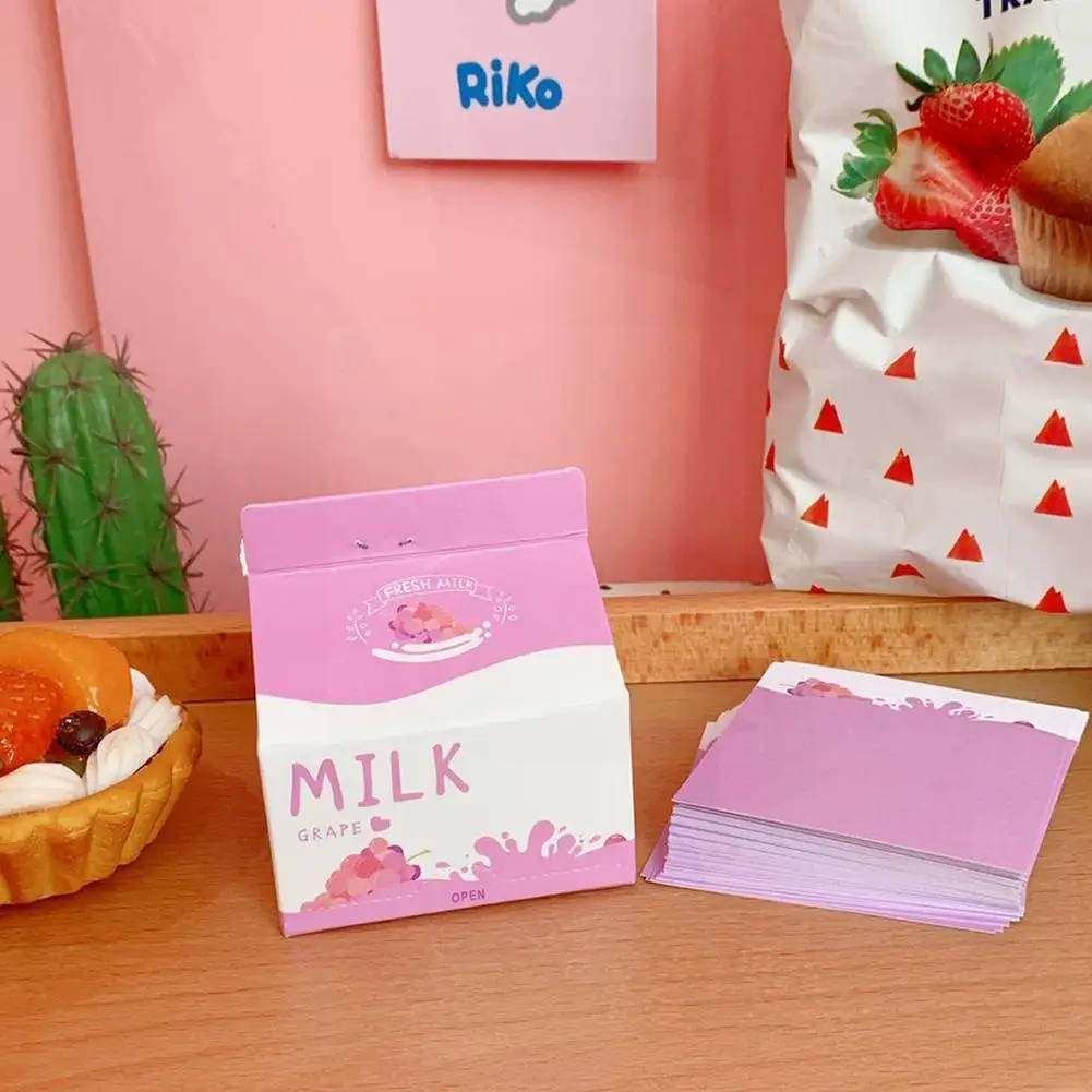 

Клубничная молочная коробка для извлечения бумаги для заметок книга для заметок студенческое сердце Канцтовары для девушек удобный Pi E2z7