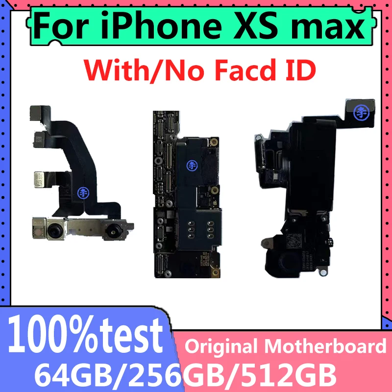 

100% оригинальный заводской разблокированный для IPhone XS Max материнская плата с полными ЧИПАМИ Бесплатный iCloud с/без Face ID iphonexs max