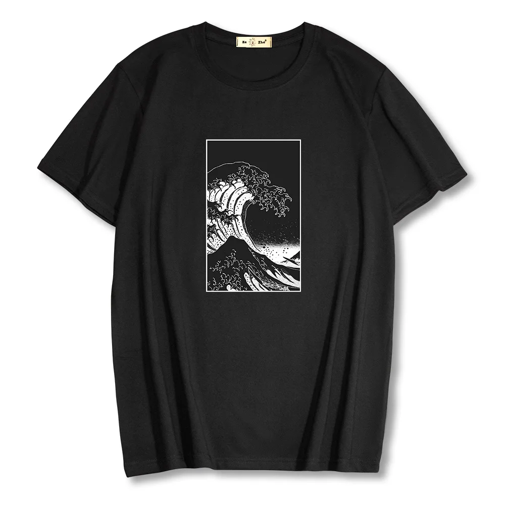 

2021 лето новый японский серия укиё-e Футболка с принтом для мужчин 100% хлопковые дышащие размера плюс мужская одежда повседневные топы унисек...
