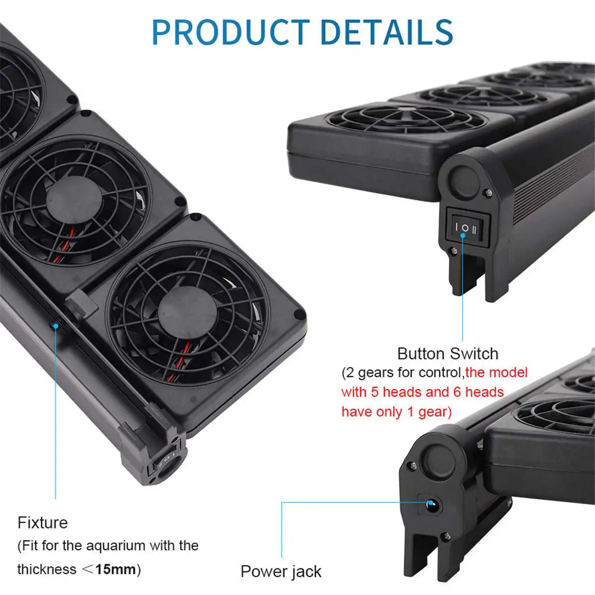 

Low Power Consumption Chillers DC12V Cooling Fans Fish tank Marine Ponds Temperature controller 100-240V Rotating Mounter