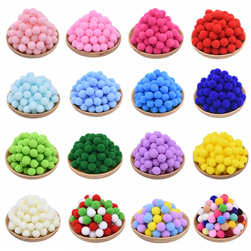 100Pcs 15/20/25mm Fluffy Soft Pompom Balls Handmade Kids Toys Wedding Decoration DIY Pom Poms Felt Ball Sewing Craft Supplies 8z