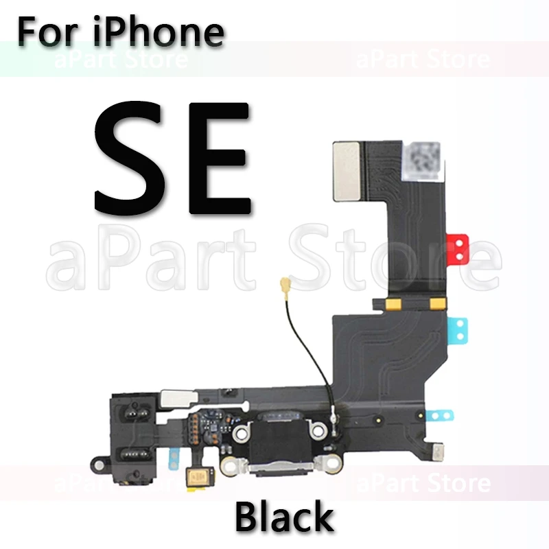 OEM USB порт зарядное устройство док-станция зарядный гибкий кабель для iPhone 5S, SE 5 6 6s плюс док-разъем с микрофоном Flex - Цвет: For iPhone SE Black