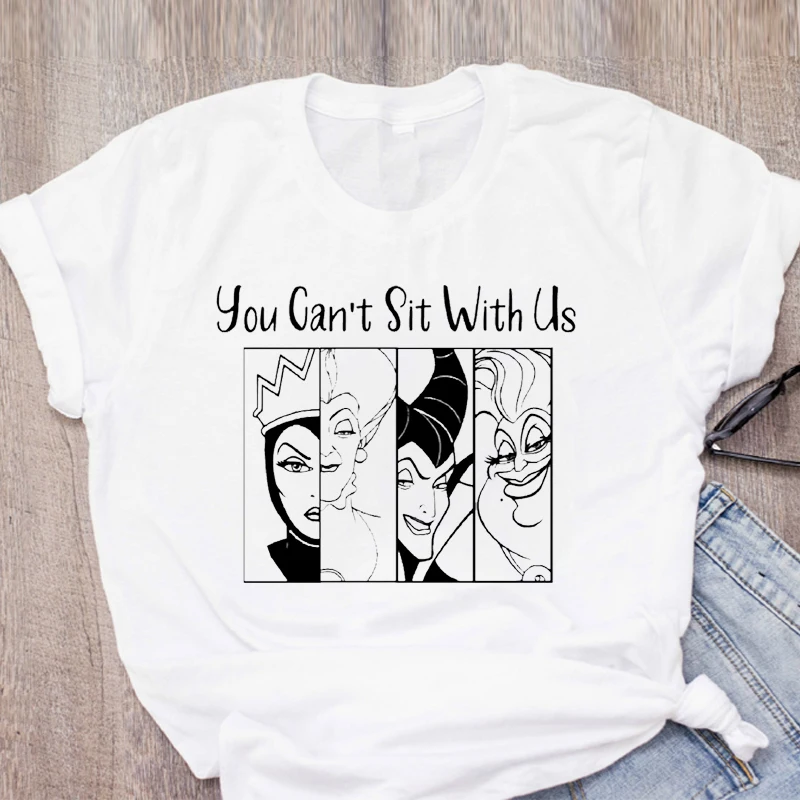 Забавная футболка с графическим принтом «You Can't Sit with Us», футболка с злодеем, женская футболка с надписью «Maleficent Evil queen», классные женские топы - Цвет: J097