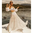 Женский купальник бикини, белый купальный костюм с рукавами, Пляжная накидка, комплект для плавания, 2021