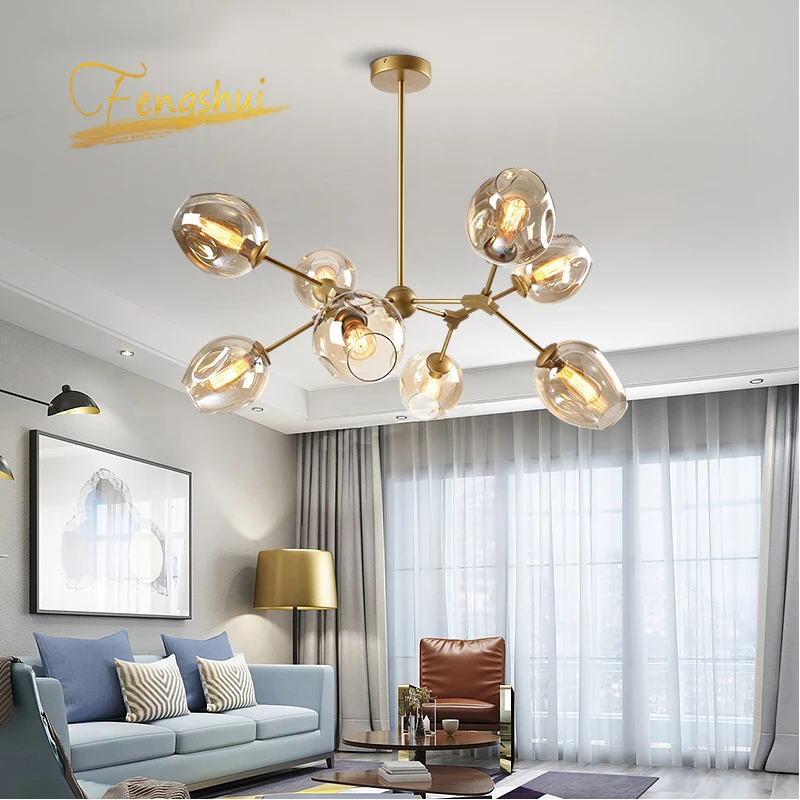 

Nordic Glass LED Chandelier Lighting LOFT Pendant Lamp Living Room Bedroom Chandeliers Ball Kitchen Fixtures Lustre Luminaire