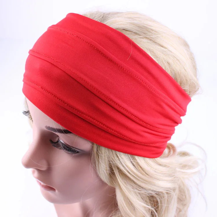 red headband 1 шт., Женская хлопковая ткань, широкая повязка на голову, спортивная лента для волос для йоги, для девочек, эластичная повязка на голову, модная повязка на голову для девочек - Цвет: red headband
