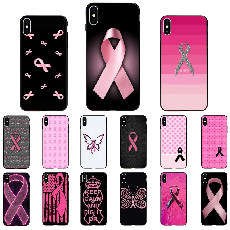 

Girly Breast Cancer pink Ribbon Phone Case For iphone 12 11 Pro Max Case For iPhone 11 12 mini XS MAX X XR SE2 8 7 6S Plus Case
