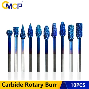 Набор фрез из карбида вольфрама с хвостовиком 3-6 мм, 10 шт., инструменты для гравировки с ЧПУ наборов