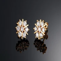 snowflake jewelry yellow gold filled womens stud earrings pretty gift