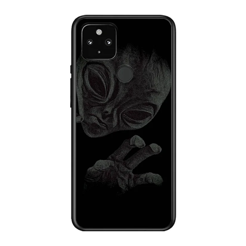 

Cool Alien UFO Soft TPU Silicone Black Cover For Google Pixel 5 4A 5G 4 XL Phone Case