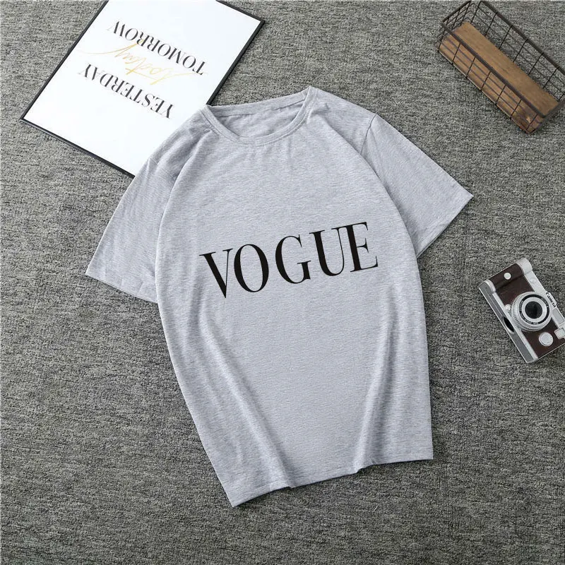 Poleras Mujer De Moda летняя футболка Женская Vogue с буквенным принтом Vogue Harajuku футболка плюс размер панк Футболка Camiseta Mujer - Цвет: 1165-Gray