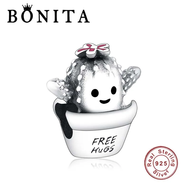 Оригинальный Шарм-обнимашка из стерлингового серебра 925 пробы кактус подвеска