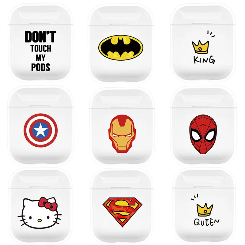 Чехол для наушников Apple AirPods fundas Cool Super hero Супермен прозрачный пластиковый чехол