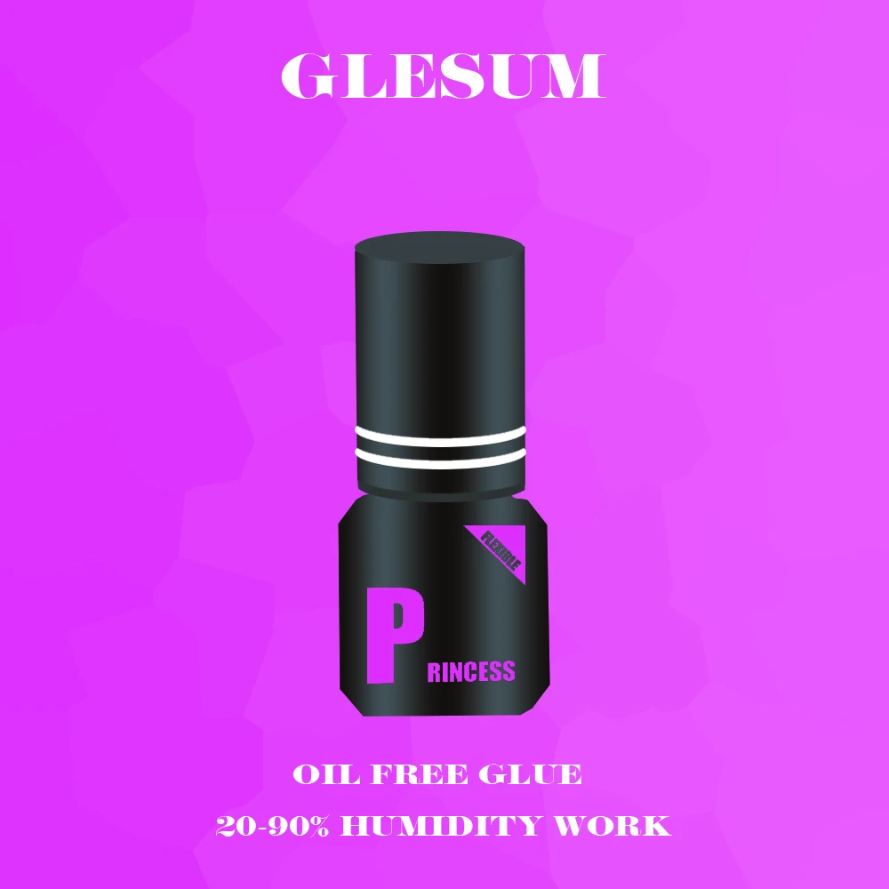 Glesum-غراء رمش الأميرة 0.5s-1s ، زيت جاف ومقاوم للماء ، وقت الاحتفاظ ، 7-9 أسابيع ، شحن مجاني