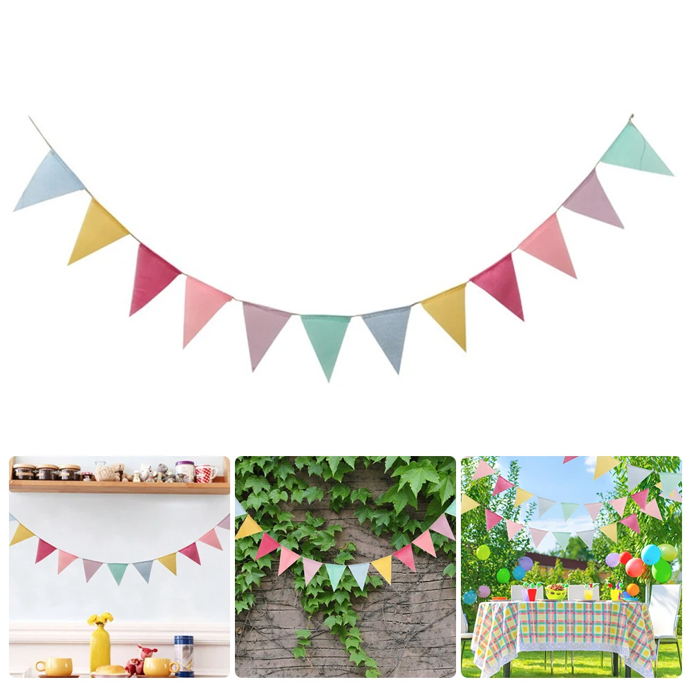 

4M Colorful Linen Flags Pennant Birthday Bunting Banners Wall Hanging Wedding Hanging Banner Party Garland For Home Garden Decor