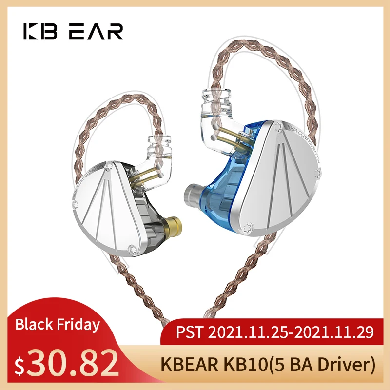 

Наушники-вкладыши KBEAR KB10 5 BA, Hi-Fi наушники-вкладыши, проводная гарнитура, наушники kbear aurora robin lark