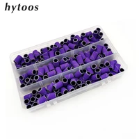 hytoos 180pcsbox sanding bands mix grit sand band with mandrel nail drill bit accessories salon nails care polishing tool