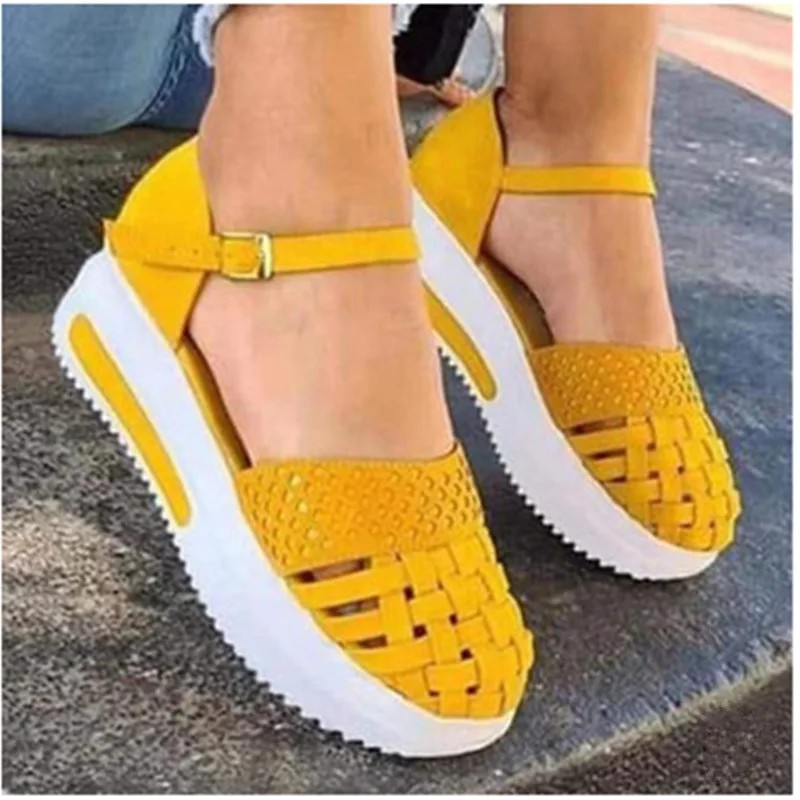 

2021 Summer Wedges Shoes for Women Open Toe Beach Female Sandals Multicolor Slingback Sandals Platform Ladies Sandals Plus Size