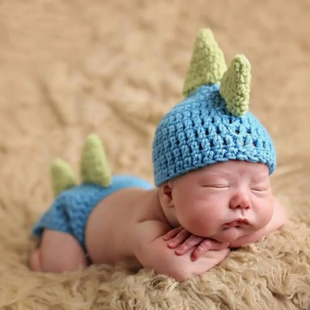 

1 Set Baby Shooting Suit with Pants Cartoon Design Elastic Newborn Milk Cotton Photography Hat for Boys Girls