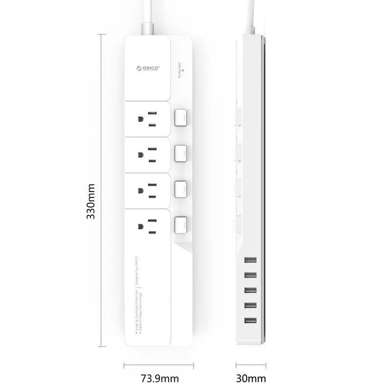 ORICO 4AC выходы 5USB порт s блок питания с переключателем подконтроля 1 5 м удлинитель