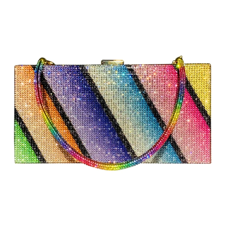 

Rainbow Diamond Wedding Clutch Bag Elegant Party Evening Clutch Purse Handbag L41B