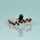 Женские кольца ручной работы, скрученные кольца из стерлингового серебра, с имитацией бриллианта, черного цвета