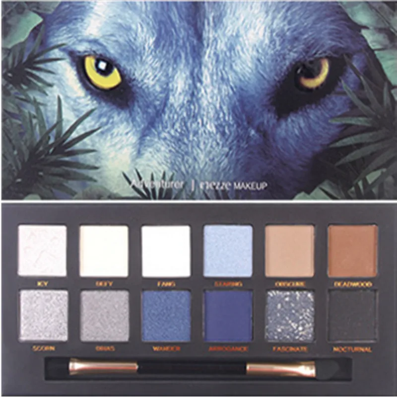 Ice Wolf Eyeshadow Tray Twelve-Color Explorer Piglet Tiger Ice Wolf Crocodile Animal Eye Shadow Disk - Цвет: Ice Wolf