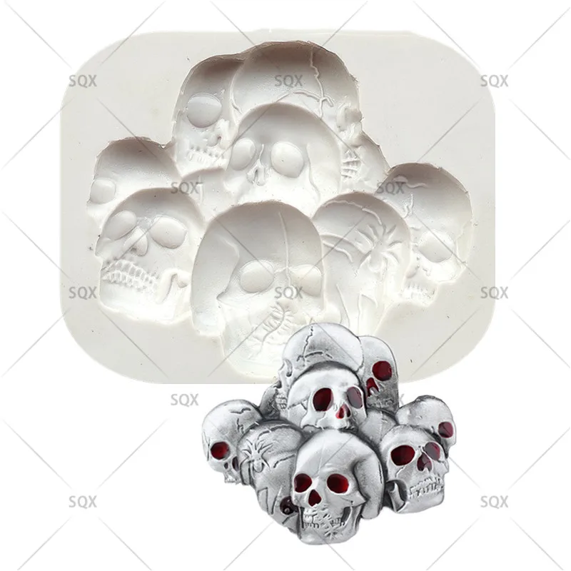 

Skeleton Head Skull Silicone DIY Chocolate Candy Molds Party Cake Decoration Mold Pastry Baking Decoration Tools15215