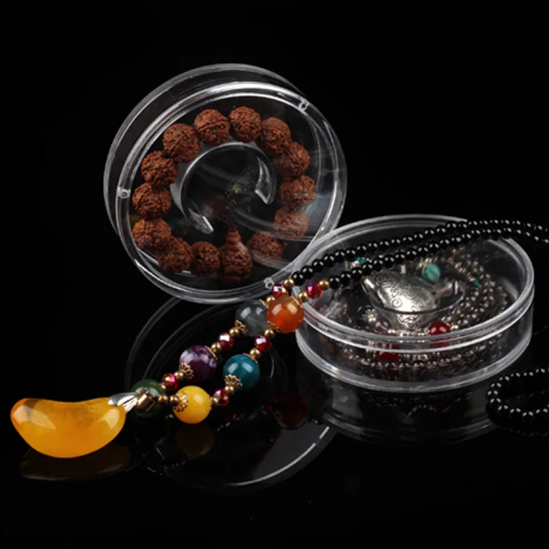 

Gram Force Thickening Wenwan Bracelet Hand Beads Jewelry Box Beads Earring Transparent Plastic Magnet Round Exhibition Case