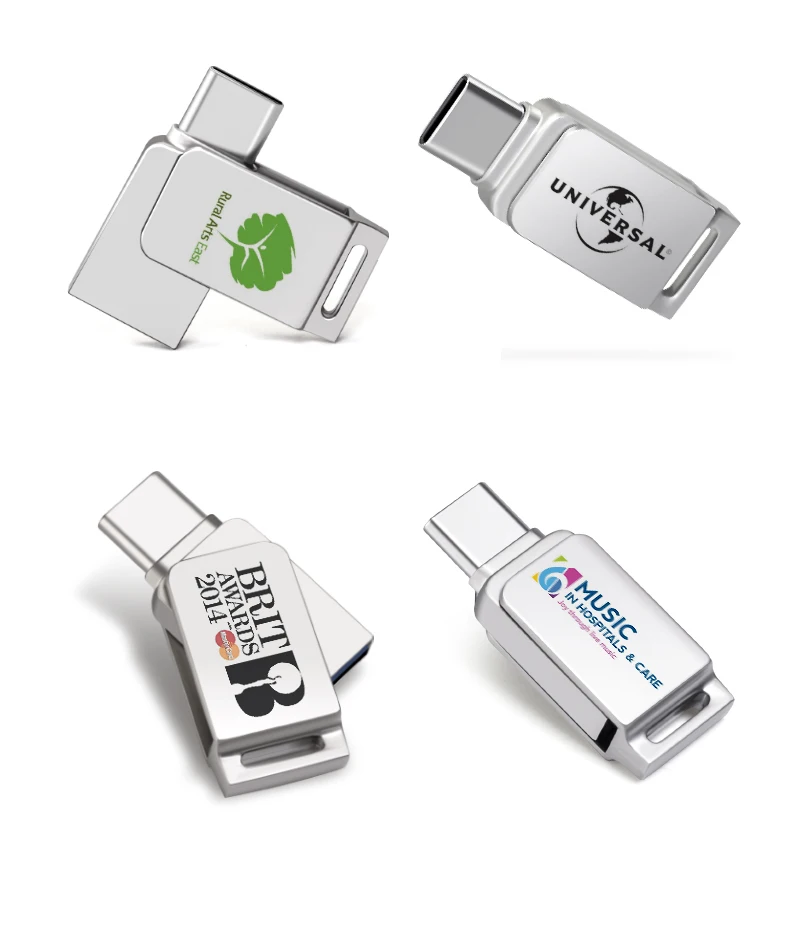 Металлическая мини Флешка OTG на заказ 50 шт. флешка 4 ГБ 16 32 + USB2.0 вращающийся USB