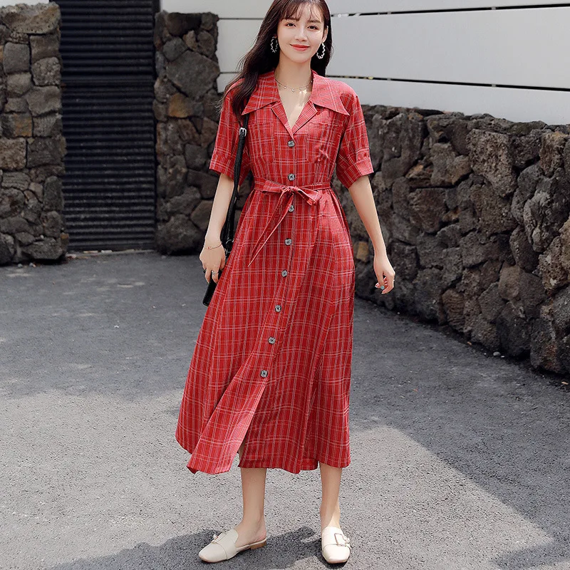 

Bikoles 2021 Summer Fashion Shorts Sleeve V Neck Buttons Bow Bandage Women's Dress New Casual Solid High Street Ladies Dresses