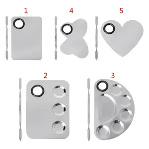 Палетка из нержавеющей стали для акварельных красок лоток для смешивания лопатка набор для дизайна ногтей школьные принадлежности масляная краска для макияжа