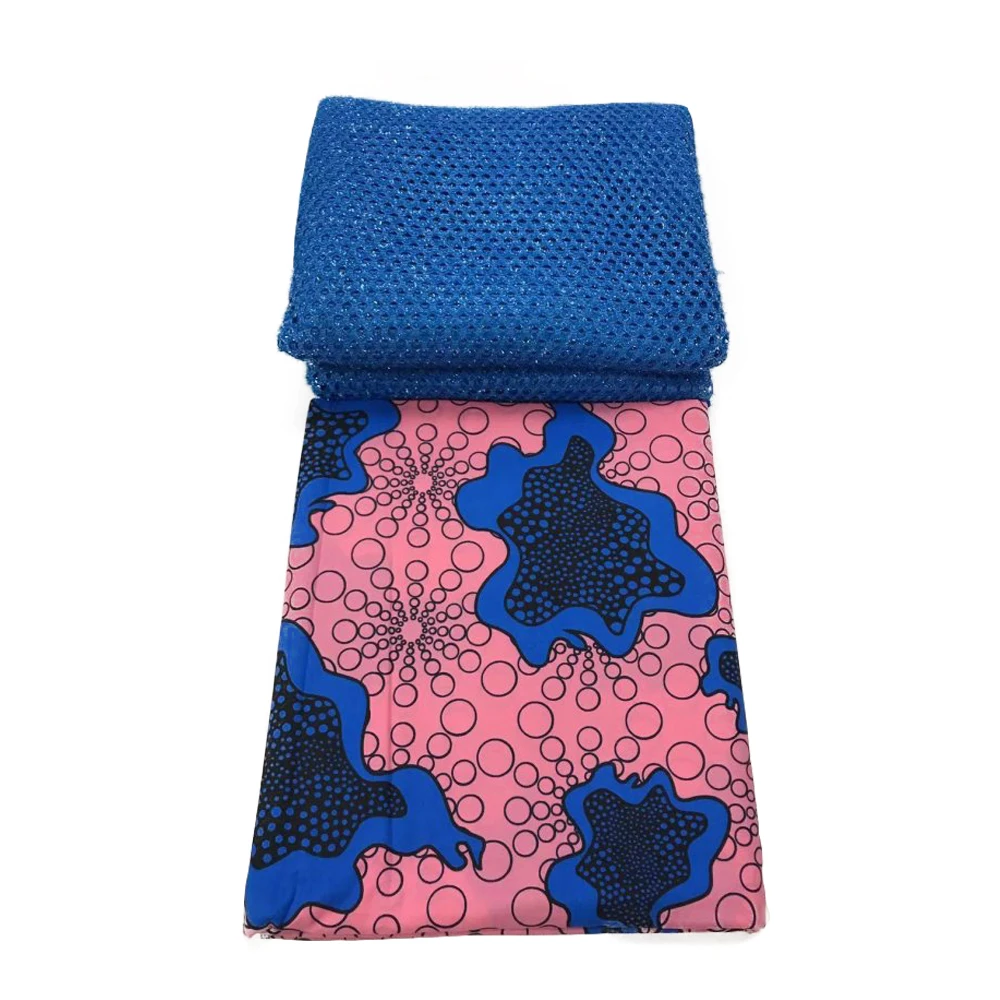 Африканская настоящая голландская восковая ткань с Тюлевое французское кружево