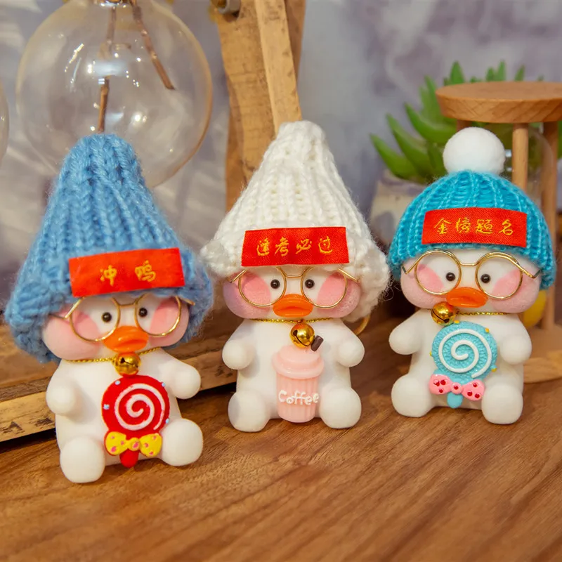 

Kawaii LaLafanfan Cafe Duck Action Figure Toy Cute Mimi Yellow Duck Animal Dolls Keychain Pendant Ornaments Kids New Year Gift