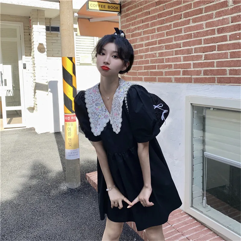 Шикарный французский цветочный &quot&quot&quotкукольный&quot&quot воротничок&quot черное