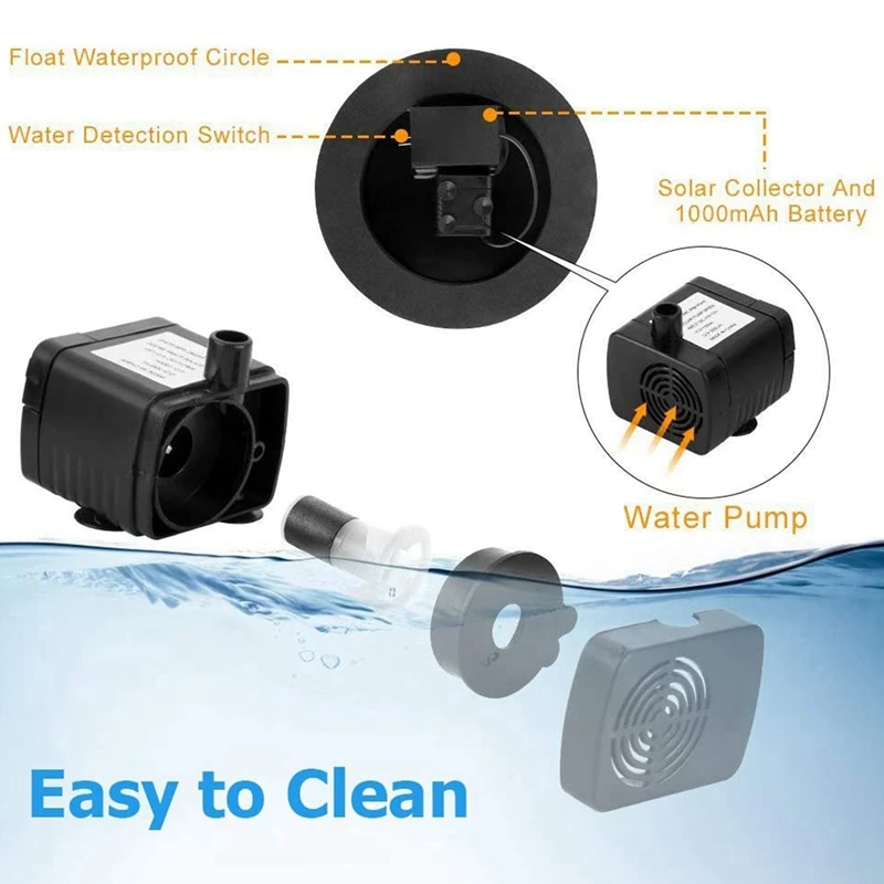 Solar Fountain Pump 2.5W Circle Floating Water Fountains Built-in Battery Backup with 6 Nozzles | Дом и сад