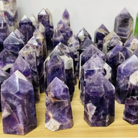 

Natural Dark Purple Dream Amethyst Hexagonal Prism Single Point Column
